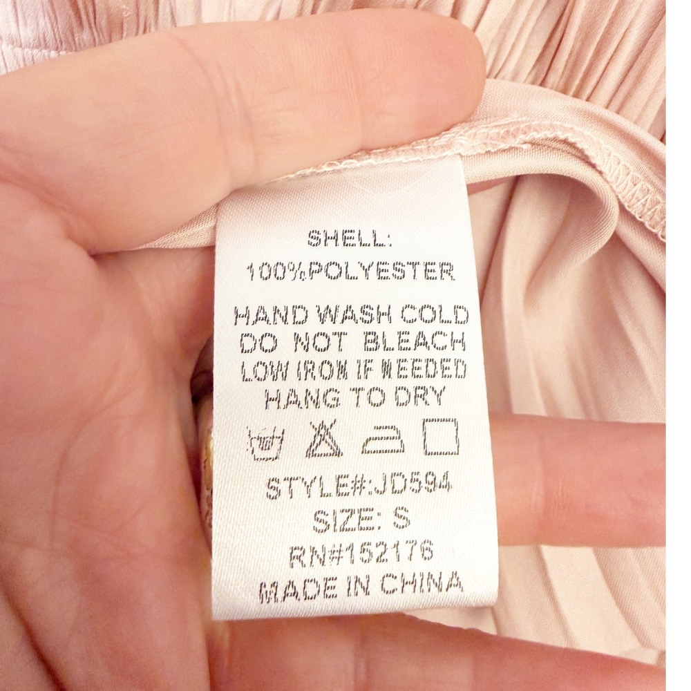Reset by Jane Pink Satin Jamie Ruffle Mini Dress with Smocked Waist Small - Picture 8 of 11